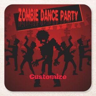 Dessous-de-verre Carré En Papier Zombie Dance Party Black and Orange