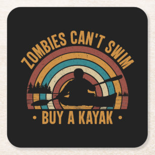 Dessous-de-verre Carré En Papier Zombies ne sait pas nager Acheter un Kayak