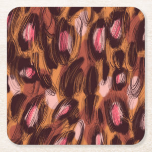 Dessous-de-verre Carré En Papier Zones léopard Motif animal africain