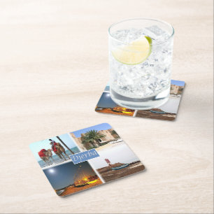 Dessous-de-verre Carré En Papier zTN017 DJERBA, Mosaïque, Tunisie, Afrique, Pap Car