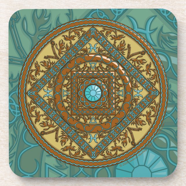 Dessous de verre carré mandala Poissons (Devant)