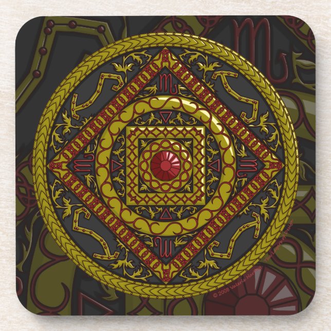 Dessous de verre carré mandala Scorpion (Devant)