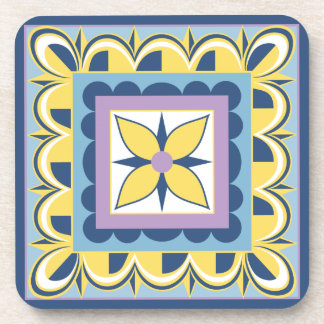 Dessous-de-verre Carreau de Talavera mexicain bleu et jaune