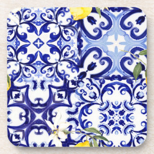 Dessous-de-verre Carreaux bleus, Sicilien, majolica, art de la mosa