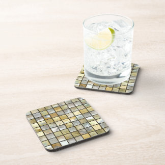 Dessous-de-verre Carreaux or et perle