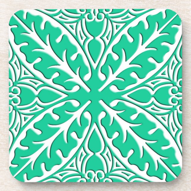 Dessous-de-verre Carrelage marocain - turquoise et blanc (Devant)
