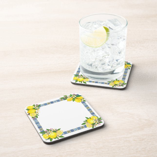 Dessous-de-verre Carrelage méditerranéen clair Sicilien Citrus Lemo (Côté Droit)