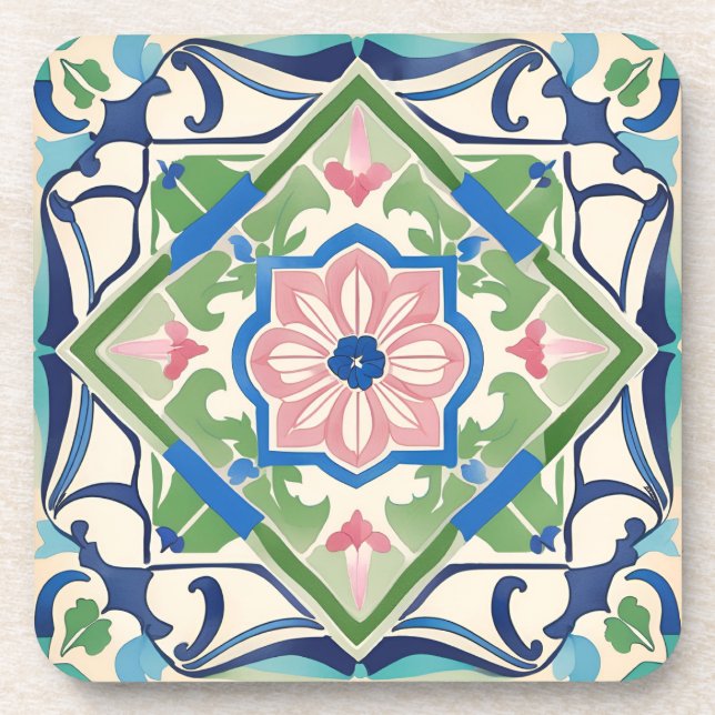 Dessous-de-verre Carrelage rose et bleu (Devant)
