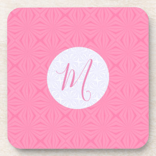 Dessous-de-verre Carrés ondulés rose clair Initiale personnalisée