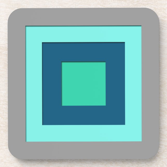 Dessous-de-verre Carrés stratifiés du milieu du siècle - bleu & gri (Devant)