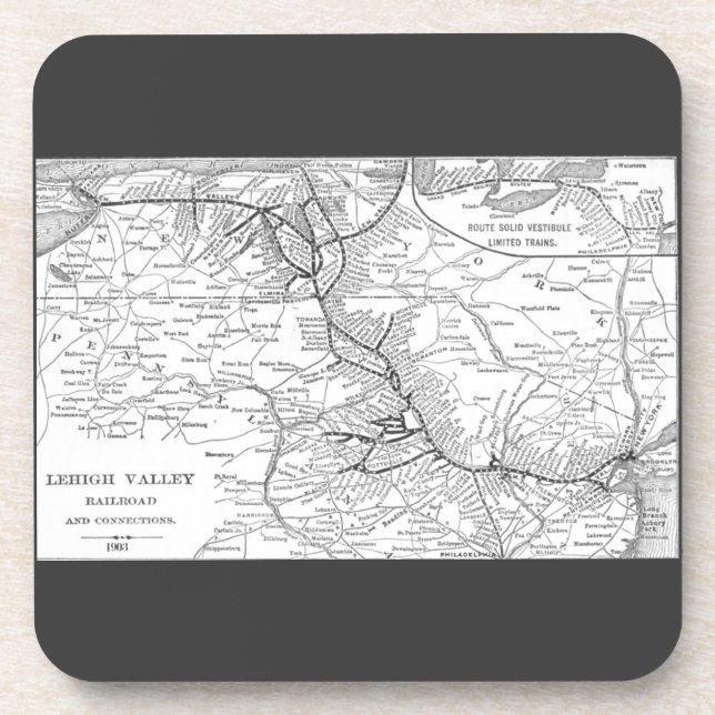 Dessous-de-verre Carte 1903 de chemin de fer de vallée de Lehigh (Devant)