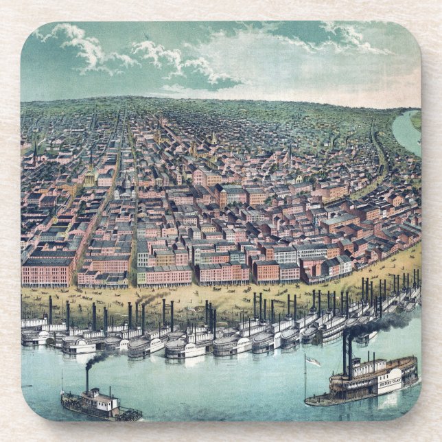 Dessous-de-verre Carte ancienne de Saint-Louis Missouri Fleuve Miss (Devant)