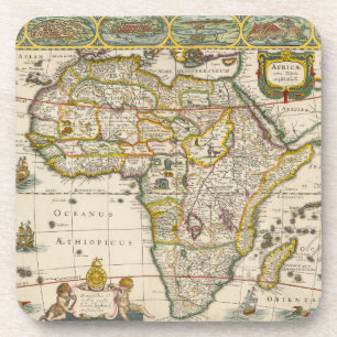 Dessous-de-verre Carte antique de l'Afrique par Hondius et Jansson
