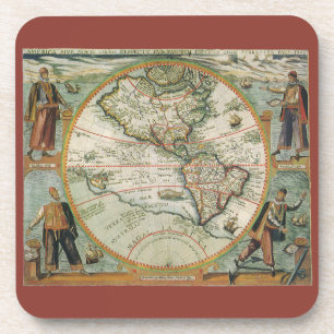 Dessous-de-verre Carte antique du monde des Amériques, 1597