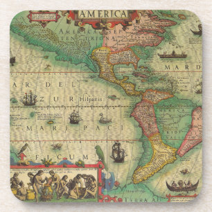 Dessous-de-verre Carte antique du monde des Amériques, 1606