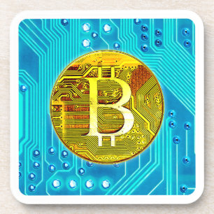 Dessous-de-verre Carte Bitcoin Cryptomonnaie et circuit