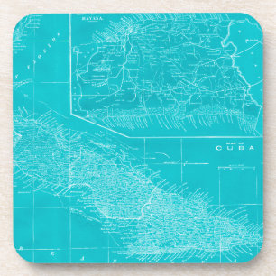 Dessous-de-verre Carte bleue du Cuba