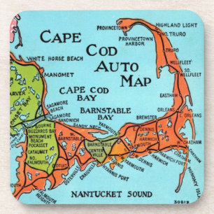 Dessous-de-verre Carte colorée de Cape Cod