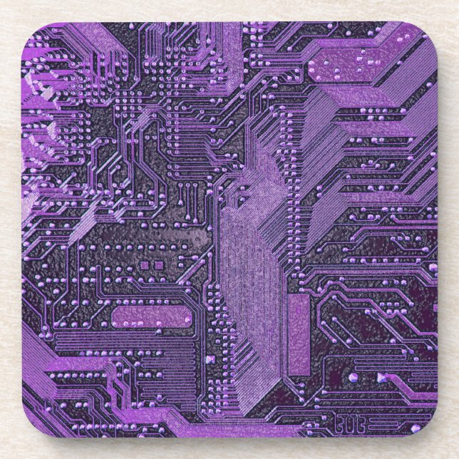 Dessous-de-verre Carte Cyber Circuit Purple Tech Art Electronique (Devant)