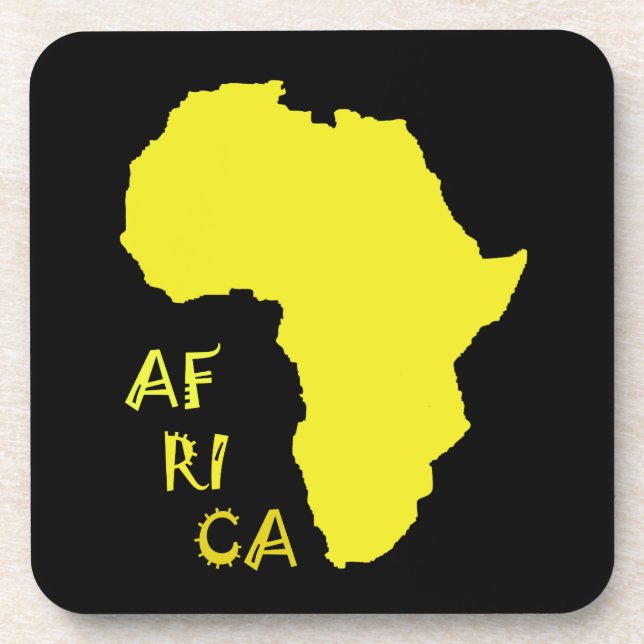 Dessous-de-verre Carte d'Afrique jaune funky (Devant)