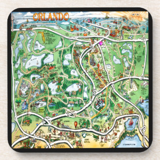 Dessous-de-verre Carte de bande dessinée d'Orlando Floride