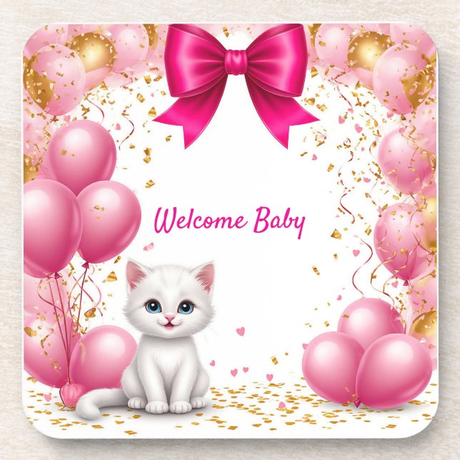 Dessous-de-verre Carte de bienvenue Bébé Petit Chat 🐱 (Devant)