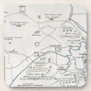 DESSOUS-DE-VERRE CARTE DE BOSTON-CONCORD, 1775