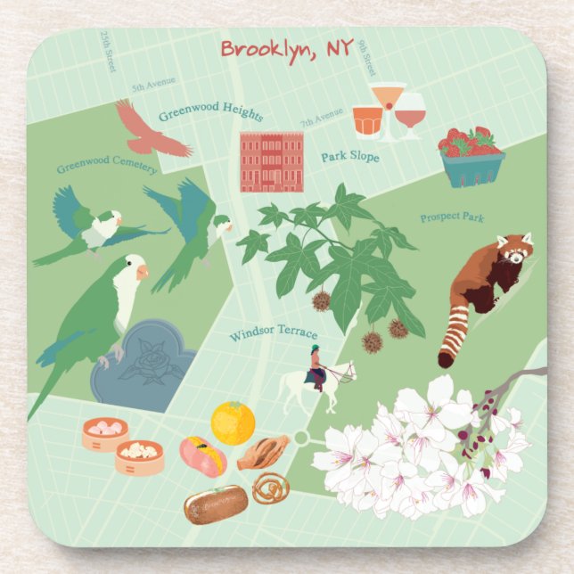 Dessous-de-verre Carte de Brooklyn (Devant)