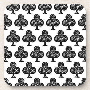 Dessous-de-verre Carte de Jeu Noir Symbole Club Forme Lino Coupe