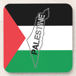 Dessous-de-verre Carte de la Palestine libre sur le drapeau palesti