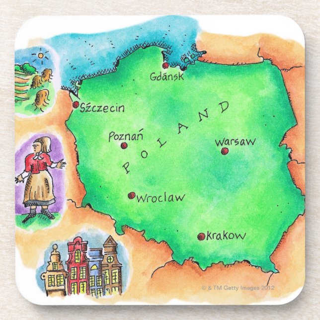 Dessous-de-verre Carte de la Pologne (Devant)