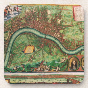 Dessous-de-verre Carte de la rue antique de Londres par Johannes de