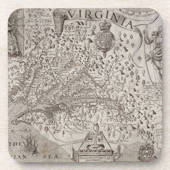Dessous-de-verre Carte de la Virginie, découverte et décrite par (Devant)