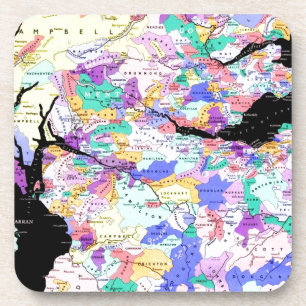 Dessous-de-verre Carte de l'Écosse Clans écossais