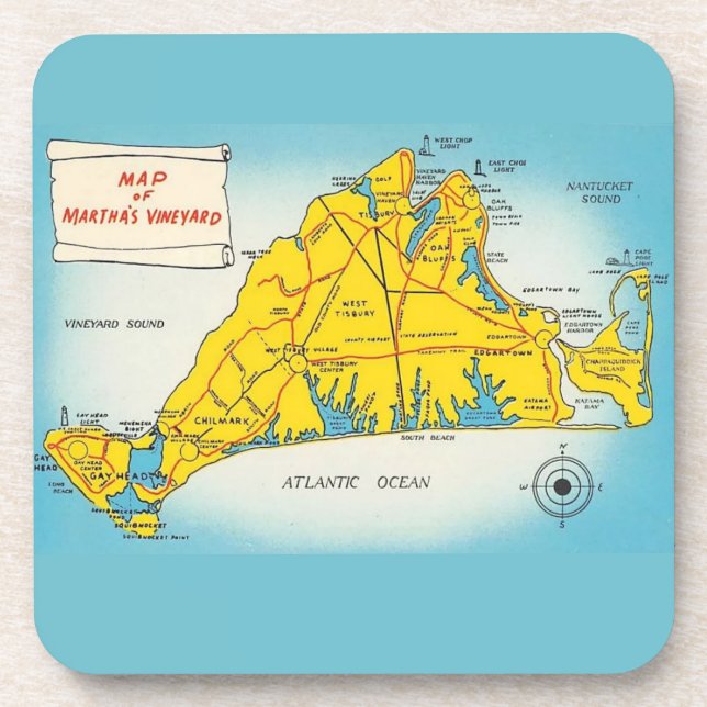 Dessous-de-verre Carte de Martha's Vineyard  (Devant)