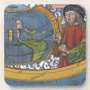 Dessous-de-verre Carte des Amériques avec l'explorateur Amerigo Ves