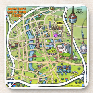 Dessous-de-verre Carte du centre-ville de San Antonio