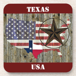Dessous-de-verre Carte du drapeau de l'État de Texas Lone Star