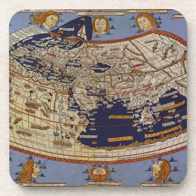 Dessous-de-verre Carte du monde antique Ptolémée, Johannes d'Arnshe (Devant)