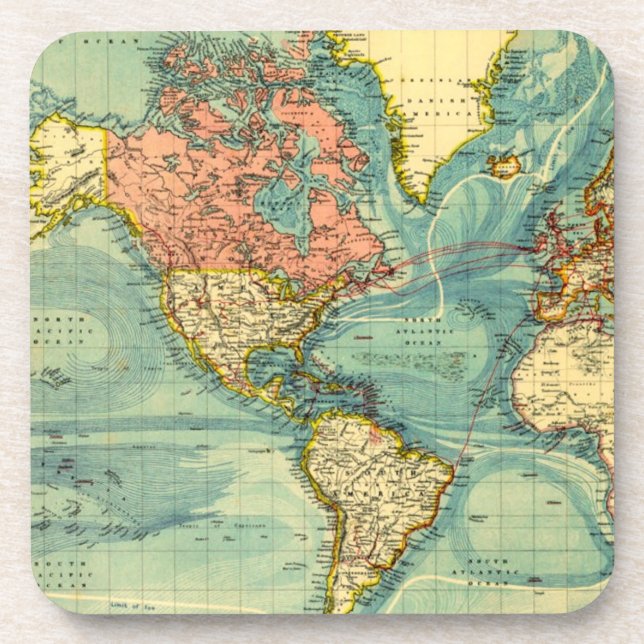 Dessous-de-verre Carte du monde avec cartes des États-Unis Géograph (Devant)