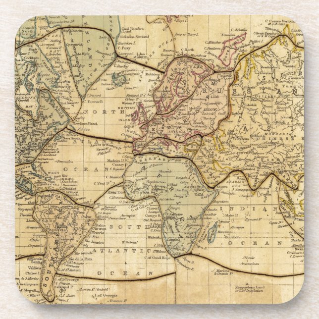 Dessous-de-verre Carte du monde sur la projection des Mercators (Devant)