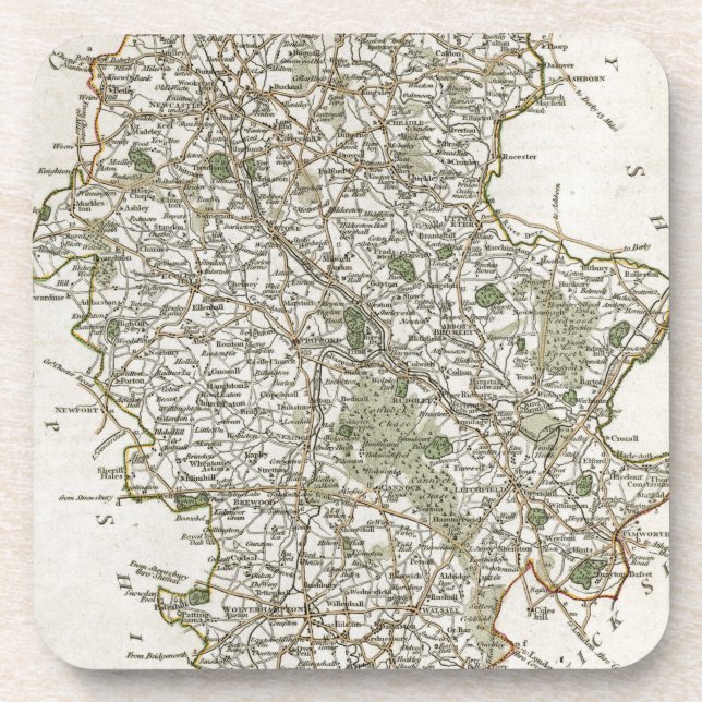 DESSOUS-DE-VERRE CARTE DU STAFFORDSHIRE, 1793 (Devant)