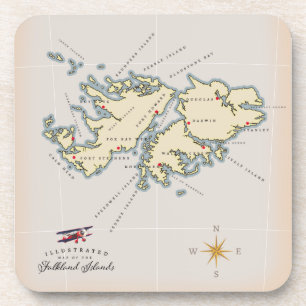 Dessous-de-verre Carte illustrée des îles Falkland.