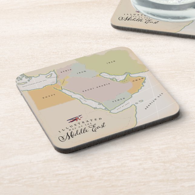 Dessous-de-verre Carte illustrée du Moyen-Orient. (Côté gauche)