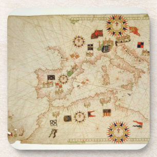 Dessous-de-verre Carte marine miniature de la Méditerranée centra