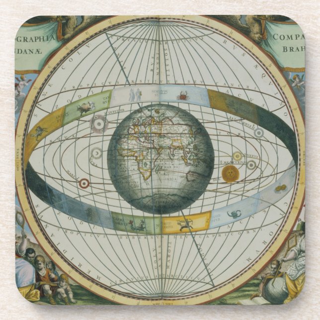 Dessous-de-verre Carte montrant le système de Tycho Brahe d'Orbi (Devant)