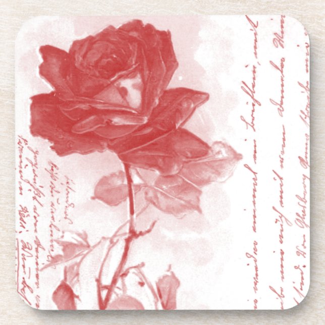 Dessous-de-verre Carte postale Rose rouge (Devant)