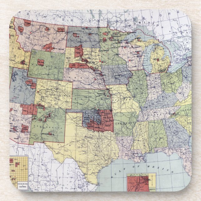 DESSOUS-DE-VERRE CARTE : RÉSERVATIONS, 1892 (Devant)