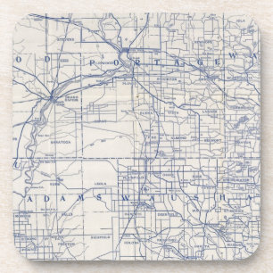 Dessous-de-verre Carte routière cycliste 2 du Wisconsin