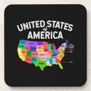Dessous-de-verre Carte T-shirt États-Unis Voyage cadeau US